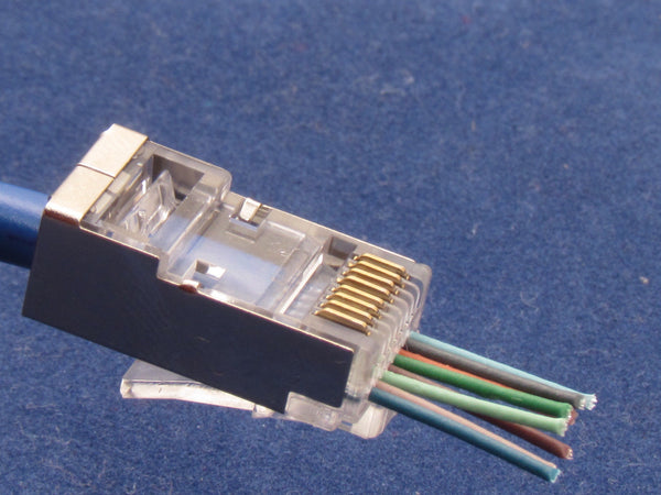 RJ45 Shielded Pass Thru Connector for Cat.6 Cable T568B - Cable Enterprise